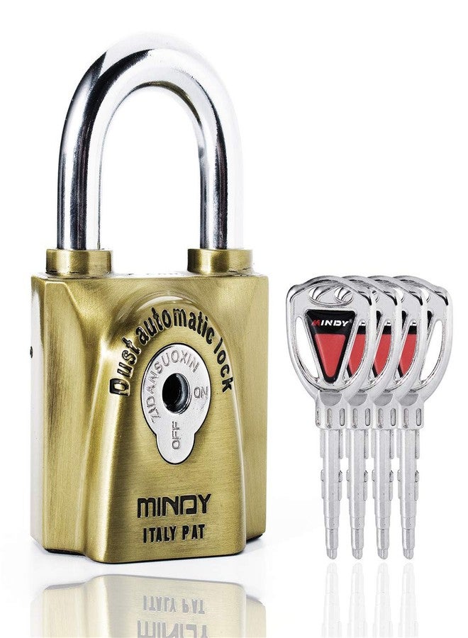 Mindy 60mm Heavy Duty Lock Warehouse Waterproof Keyed Padlock Top Security Lock with 4pcs Keys, Metalic finish, Brass - Image 1